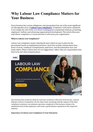 Why Labour Law Compliance Matters for Your Business
