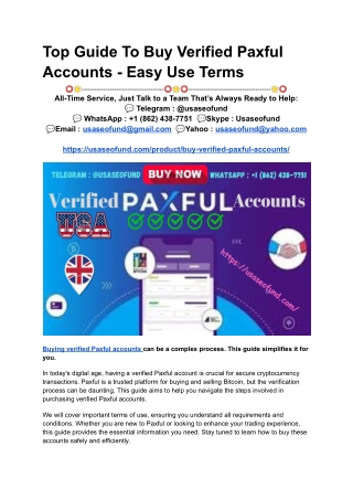 Top Guide To Buy Verified Paxful Accounts - Easy Use Terms