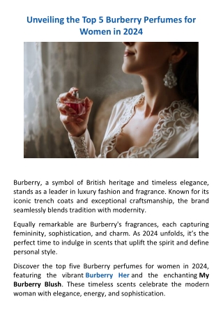Unveiling the Top 5 Burberry Perfumes for Women in 2024