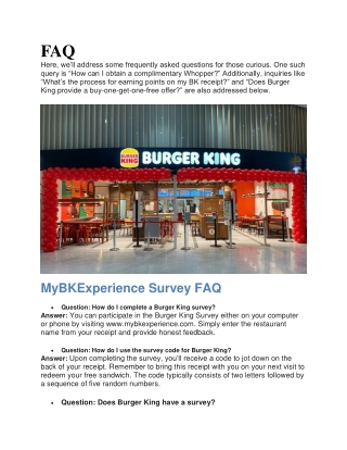 MyBKExperience – Burger King Survey– Free Whopper