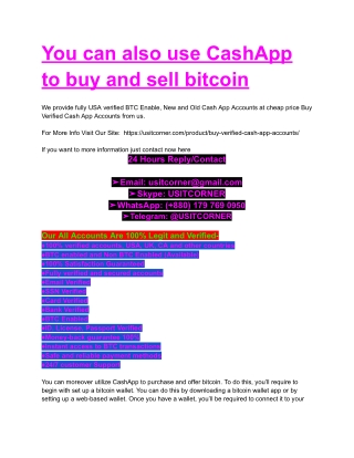 Buy Verified Cash App Accounts - 100% BTC Enable and Old