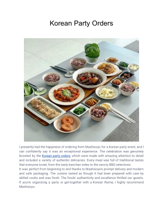 Korean Party Orders