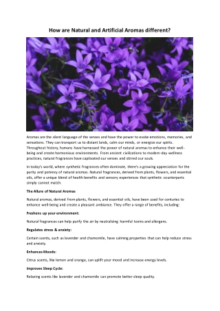 How are Natural and Artificial Aromas different