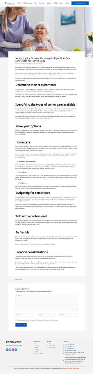 Navigating the Options Choosing the Right Elder Care Services for Your Loved Ones