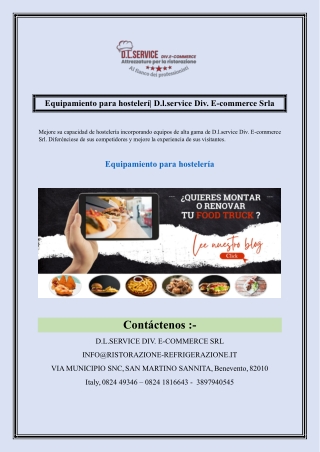 Equipamiento para hostelerí D.l.service Div. E-commerce Srla