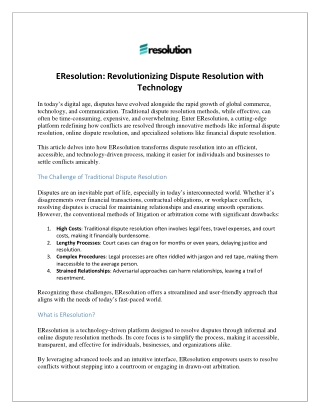 EResolution Revolutionizing Dispute Resolution with Technology