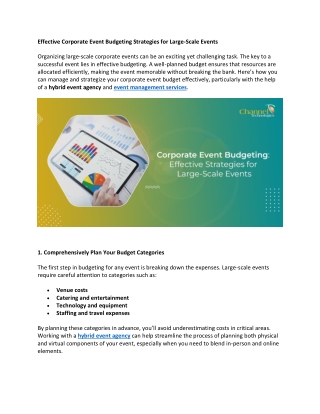 Effective Corporate Event Budgeting Strategies for Large Scale Events - CT