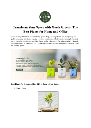 Transform Your Space with Garth Greens_ The Best Plants for Home and Office