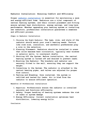 Radiator Installation_ Ensuring Comfort and Efficiency