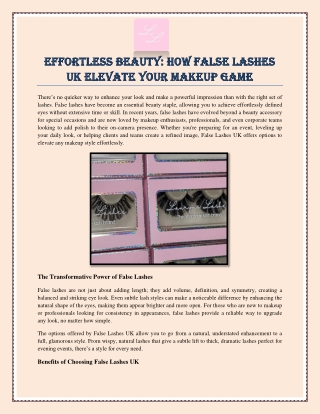 Effortless Beauty How False Lashes Uk Elevate Your Makeup Game