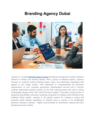 Branding Agency Dubai Jachoos is a premier branding agency Dubai dedicated to tr