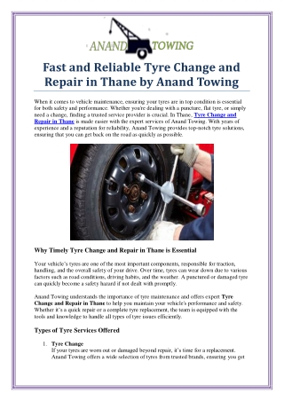 Expert Tyre Change and Repair in Thane for All Vehicle Types
