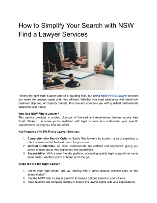 How to Simplify Your Search with NSW Find a Lawyer Services