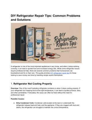 DIY Refrigerator Repair Tips_ Common Problems and Solutions