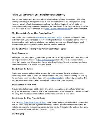 How to Use Vetro Power Shoe Protector Spray Effectively