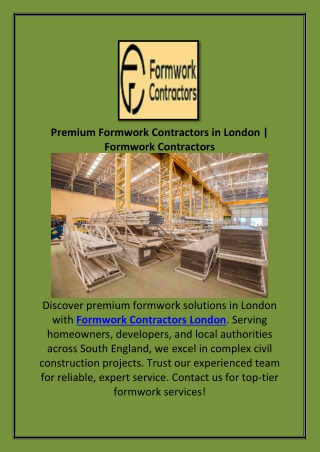 Premium Formwork Contractors in London | Formwork Contractors