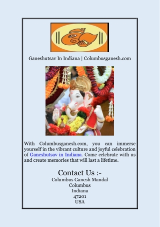Ganeshutsav In Indiana | Columbusganesh.com