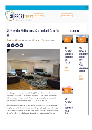 SIL Provider Melbourne Customised Care for All