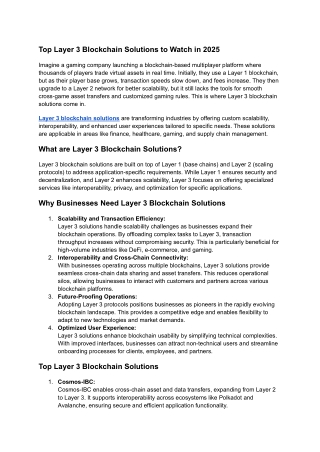 Top Layer 3 Blockchain Solutions in 2025