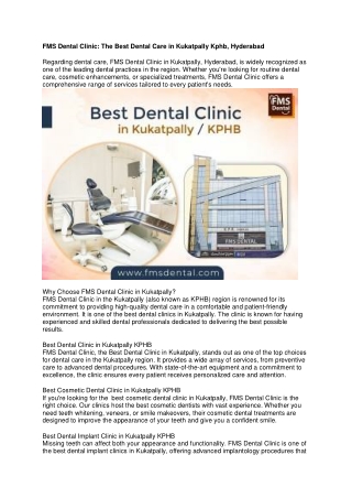 Best Dental Clinic in Kukatpally|KPHB,
