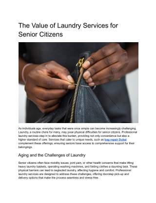 The Value of Laundry Services for Senior Citizens
