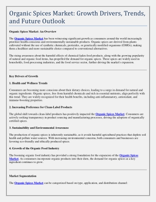 Organic Spices Market