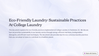 College Laundry: Clean Clothes, Clean Conscience - Eco-Friendly Laundry Solution