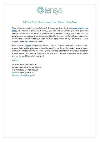 Get Your Perfect Progressive Lenses Online – Shop Now!