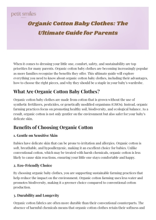 Organic Cotton Baby Clothes The Ultimate Guide for Parents