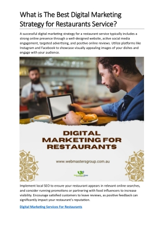 What is The Best Digital Marketing Strategy for Restaurants Service