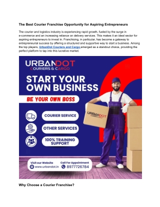 Courier Franchise Opportunities in Telangana, Andhra Pradesh, India.