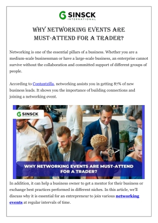 Why Networking Events are Must Attend for a Trader