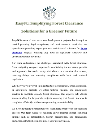 Expert Forest Clearance Services for Easyfc