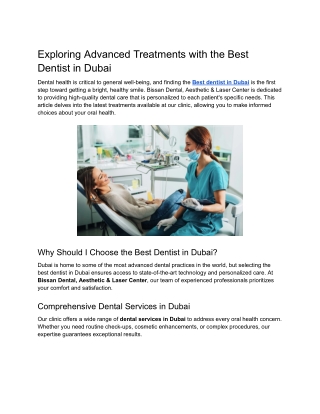 Exploring Advanced Treatments with the Best Dentist in Dubai