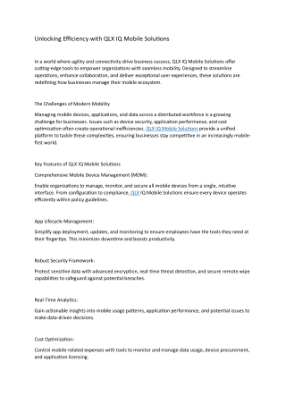 Efficiency with QLX IQ Mobile Solutions