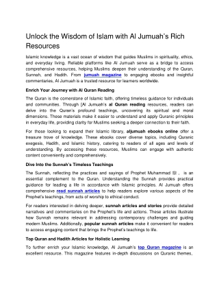 Unlock the Wisdom of Islam with Al Jumuah’s Rich Resources
