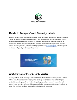 Guide to Tamper-Proof Security Labels