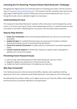Unlocking the Fix Resolving Password Reset Failed Starbucks Challenges