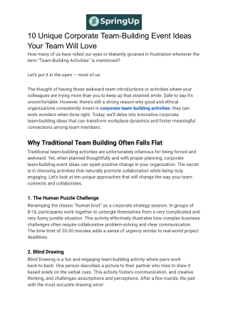 10 Unique Corporate Team-Building Event Ideas Your Team Will Love