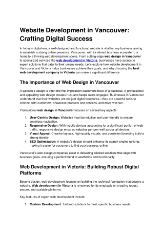 Website Development in Vancouver_ Crafting Digital Success