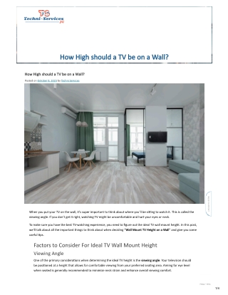 ideal tv wall mount height