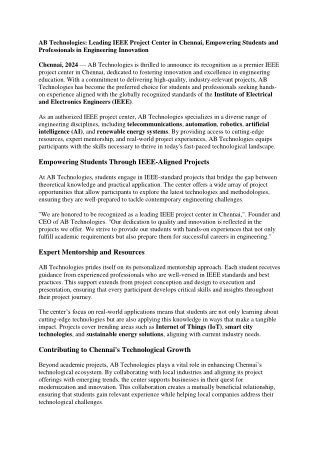 IEEE Project Center in Chennai