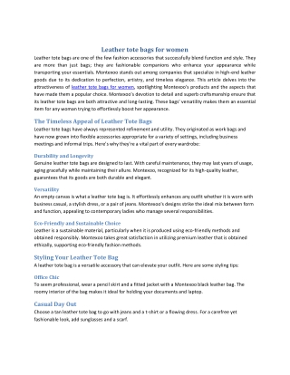 Leather tote bags for women