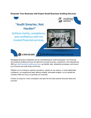 Financial Accounting and auditing services