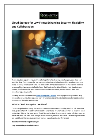 Cloud Storage for Law Firms: Secure, Scalable, and Reliable