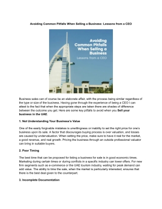 Avoiding Common Pitfalls When Selling a Business Lessons from a CEO