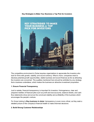 Key Strategies to Make Your Business a Top Pick for Investors