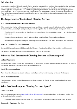 The Importance of Professional Cleaning Services and Where to Find Them in North