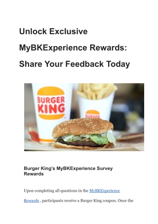 MyBKExperience – Burger King Survey– Free Whopper