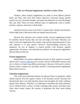 What Are Workout Supplements And How to Select Them